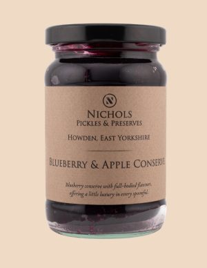 A jar of blueberry and apple conserve from Nichols Pickles & Preserves