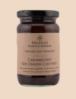 A jar of caramelised red onion chutney from Nichols Pickles & Preserves