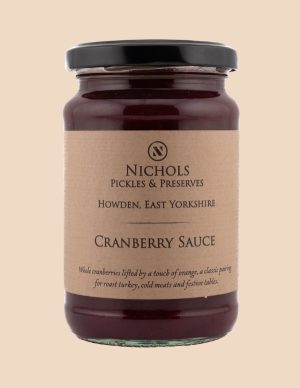 A jar of cranberry sauce from Nichols Pickles & Preserves