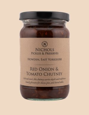 A jar of red onion and tomato chutney from Nichols Pickles & Preserves.