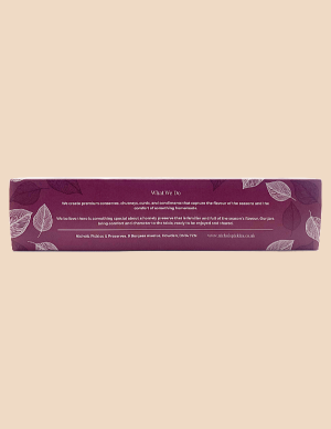 Reverse side - A gift box containing five jars from Nichols Pickles & Preserves.